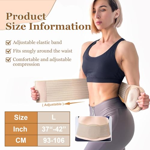 Hernia Belt for Men and Women with Compression Pad – Abdominal Binder, 37-42 in (Size L)