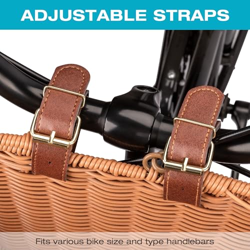 Woven Wicker Bike Basket - Handmade Front Bicycle Basket - Brown