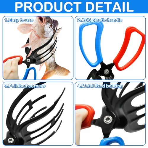 3 Claw Fish Gripper Tool - Metal Fishing Grips with Anti-Slip Handles