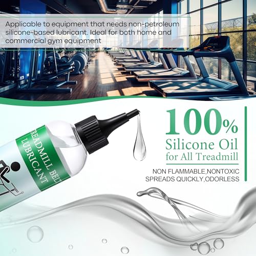 Treadmill Lubricant - 100% Silicone Oil, 8oz with Application Tubes