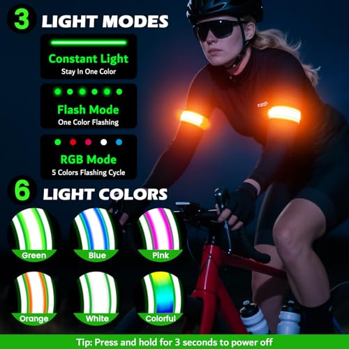 Hoeraonr Rechargeable LED Armband Orange for Night Running & Walking (2 Pack)