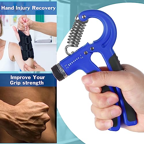 Adjustable Grip Strength Trainer - Hand Exerciser with 11-132 Lbs Resistance - Blue