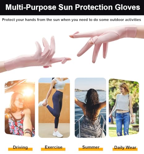 UV Protection Full Finger Gloves for Women - Black Ice Silk Summer Driving Gloves