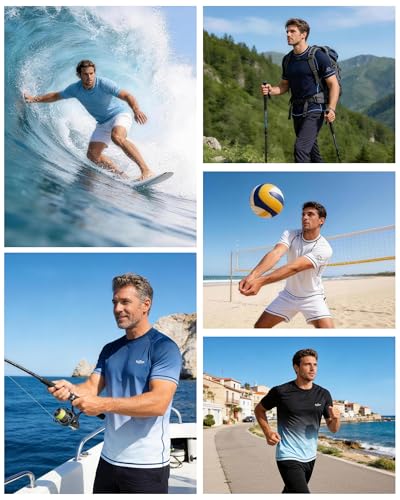 Men's UPF 50+ Quick Dry Swim Shirt - Dark Blue - X-Large