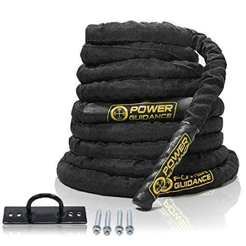 Battle Rope 1.5 Inch x 30 Ft with Anchor - Durable Poly Dacron