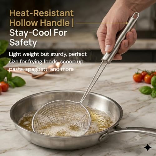 Stainless Steel Spider Strainer Skimmer - 13.7 Inch Kitchen Utensil