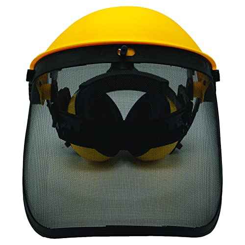 FORESTER Face Protection Equipment Kit - Visor Face Shield Ear Muffs Personal Protective Equipment Safety Gear Landscaping Tools Masks for Construction Workers Yard Work Accessories - Black and Yellow