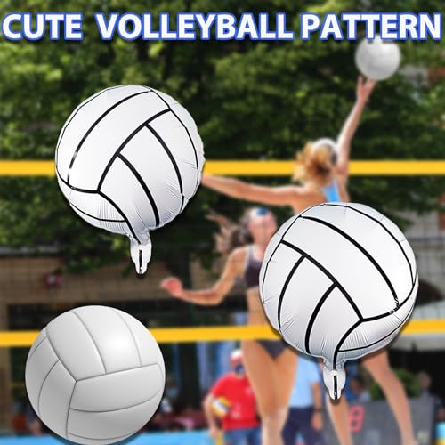 20 Inch Volleyball Pattern Foil Balloons - Set of 10