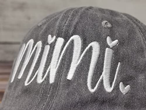 Mimi Gigi Embroidered Baseball Cap for Grandma - Washed Grey