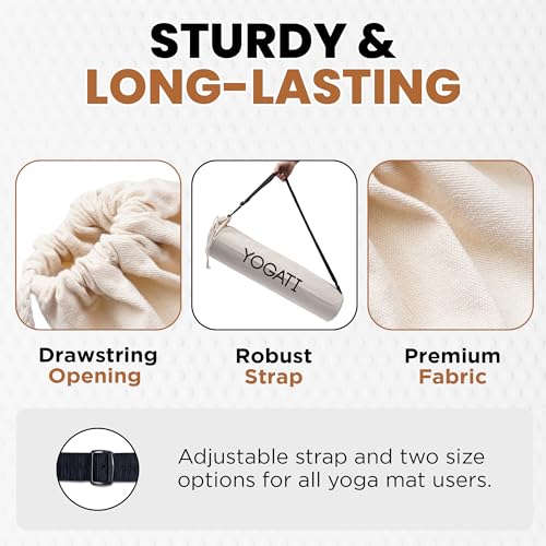 Durable Cotton Yoga Mat Bag with Adjustable Strap - Beige