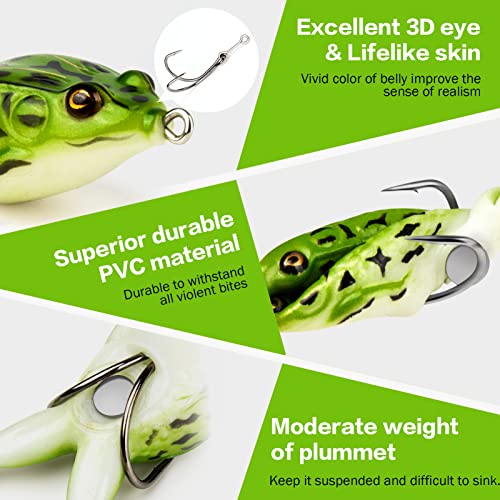 Topwater Frog Lure Kit - Realistic Prop Frog Soft Swimbait 2-1