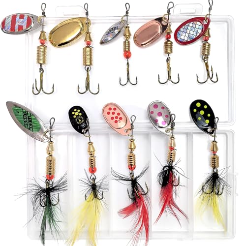10PCS Spinner Fishing Lures Kit - Trout & Saltwater Inline Spinners