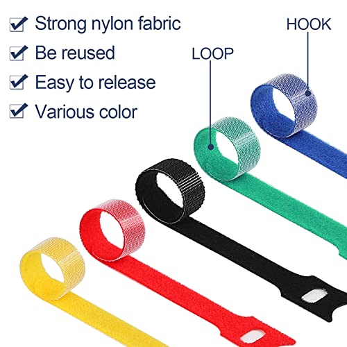 120PCS Reusable Cable Ties - 6 Inch Adjustable Hook and Loop Cord Organizer