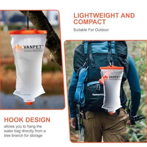 VANPET 2L Collapsible Water Bag for Camping & Hiking - BPA Free, TPU Material, Includes 1 Pc