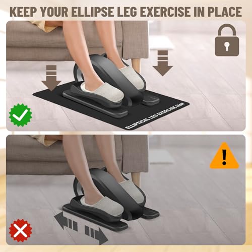 Non-Slip Under Desk Elliptical Mat for Peloton - Black 1 Pc