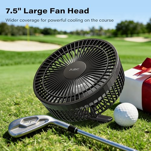 Magnetic Rechargeable Golf Cart Fan - 7.5-Inch, 10000mAh, Black