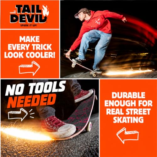 Black Tail Devil Skateboard Spark Plate - Sparks & Tail Guard for Skateboarding