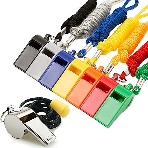 Loud Sports Whistle Set with Lanyard - 8PCS Colorful Whistles