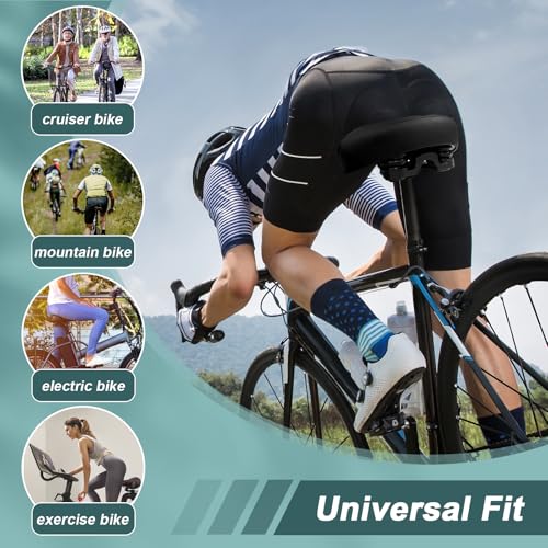 YODOTE Black Oversized Bike Seat for Comfort - Wide Saddle for Peloton & Exercise Bikes