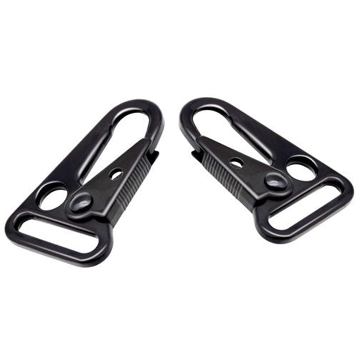 12 Pieces 1 Inch Enlarged Mouth Clip Sling Clasp Hook for Keychain Snap Hooks Outdoor Bag Backpack Tactical Carabiners ((Sling Clip + Key Ring) 1" Black (12-Pack))