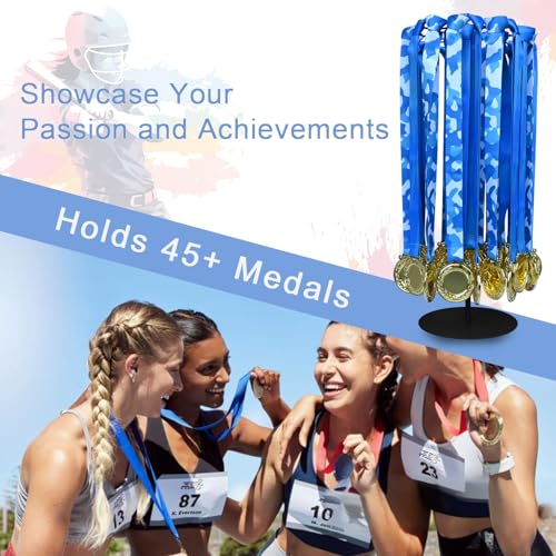 360° Rotating Medal Display Stand - Holds 45+ Medals - Black