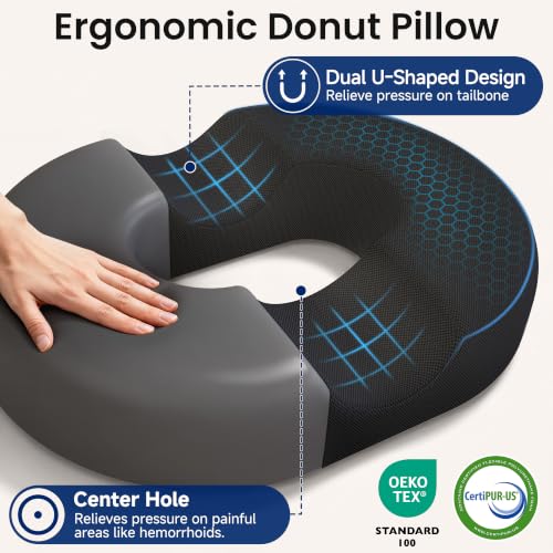 Portable Donut Pillow Seat Cushion for Tailbone Pain Relief
