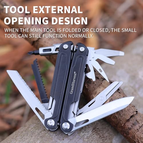 17-in-1 Stainless Steel Multi-Tool with Pliers, Folding Knife & Belt Clip