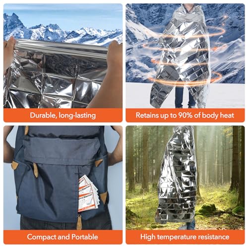Emergency Mylar Blanket 6 Pack - Waterproof Survival Blankets
