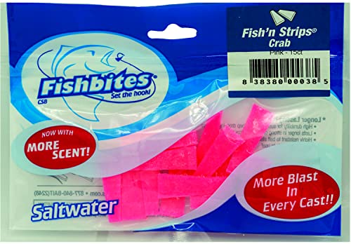 Fishbites Fish'n Strips - Crab Scented Fishing Bait, Pink