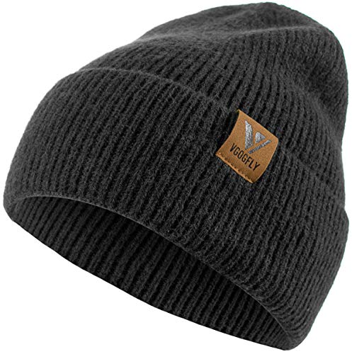 Beanie Hat for Men and Women - Slouchy Knit Winter Cap - Black