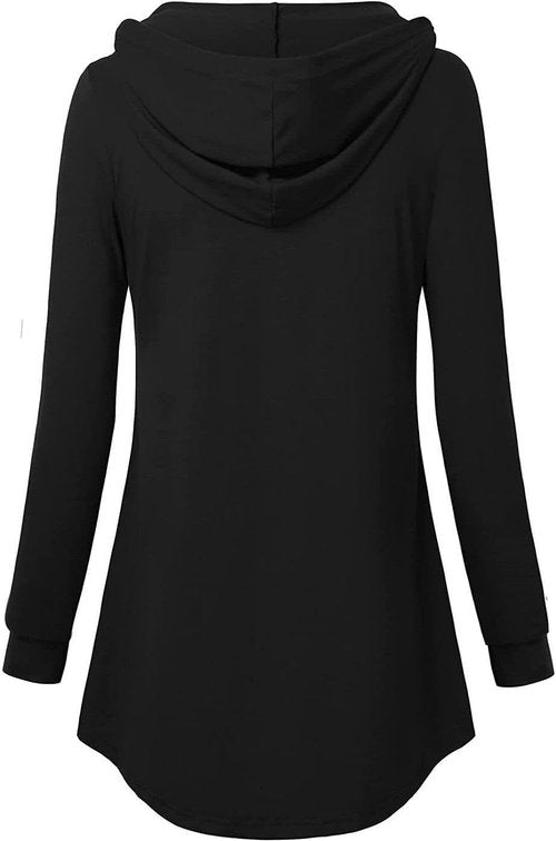 Bengbobar Women's Casual V-Neck Hoodie - Trendy Long Sleeve Pullover Top in Solid Color