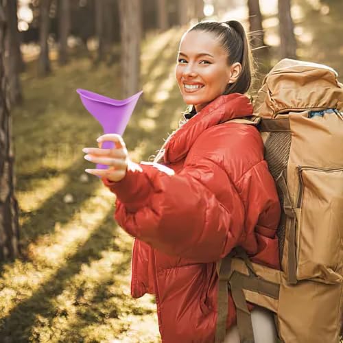 Portable Female Urination Device - 4PCS Silicone Pee Funnel Set - Purple