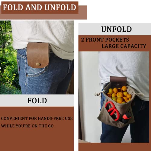 Collapsible Foraging Pouch - Water Resistant Canvas Bag - Green
