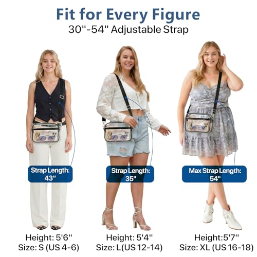 Small Clear Stadium Bag with Web Strap - Packism Crossbody Purse for Events (Black Variant)