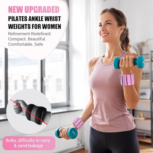Adjustable 2 lb Ankle & Wrist Weights Set - Pink
