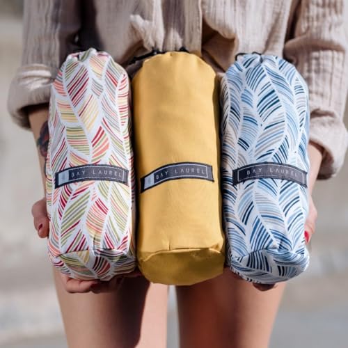 Bay Laurel 4-Pack Oversized Turkish Beach Towels – Quick Dry, Sand Free 39x71 with Travel Bags (Denim Blue) – Pack of 4