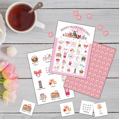 Valentine's Day Bingo Game Set for 24 Players - Happy Valentine's Day