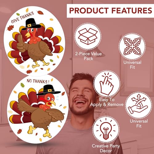 Thanksgiving Turkey Toilet Seat Cling Set - 2-Piece Reusable Holiday Decor