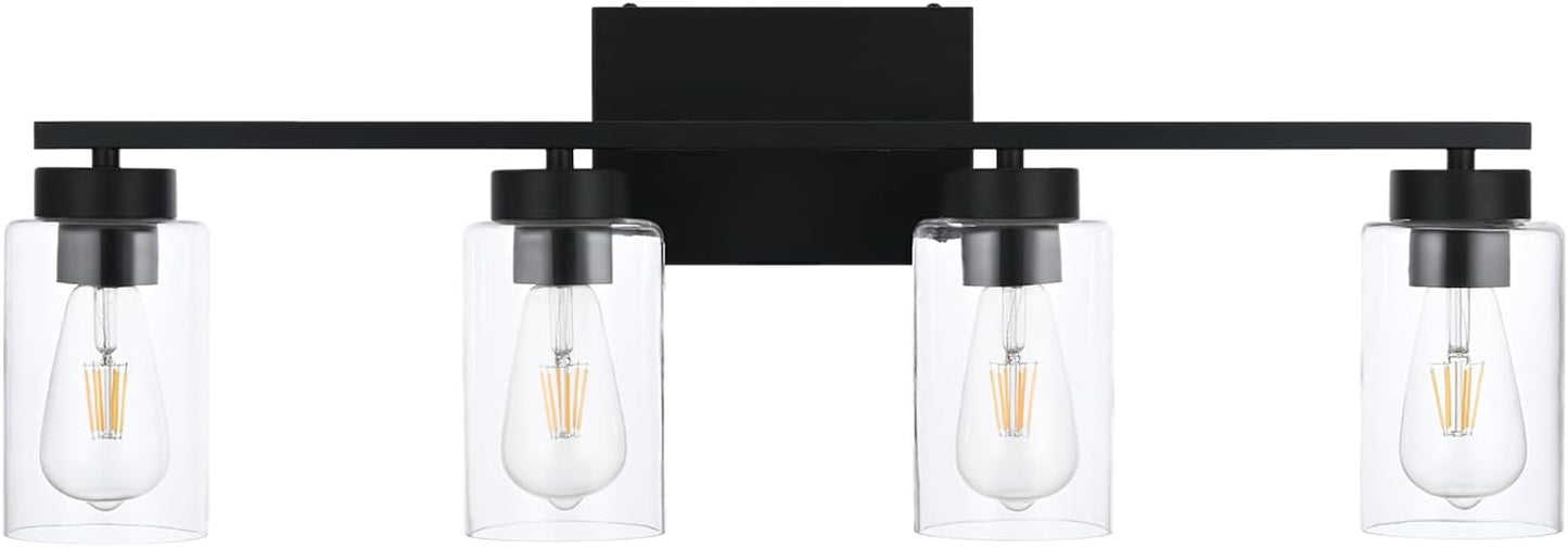 Modern 3-Light Bathroom Vanity Light in Brushed Gold with Clear Glass Shades