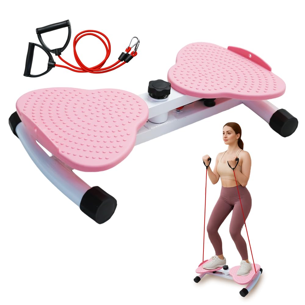 Waist Twister Machine Exercise, Adjustable Waist Twistting Fitness Tool with 300 lbs Weight Capacity, Abs Workout Equipment for Slim Waist and Core Ab Exercise, Noiseless Home Ab Twister Board for Women & Men, Pink