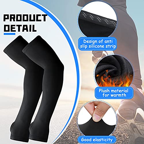 Skylety 2 Pairs Thermal Arm Sleeves Cycling Warmer – Black, Large