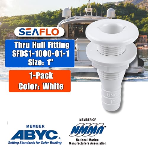 Marine Thru Hull Fitting - 1 Inch White Drain Connector