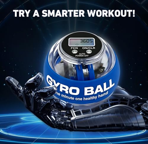 Gyro Ball Hand Exerciser with Counter & Colorful Lights - Blue