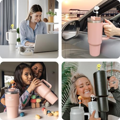 Reusable Silicone Straw Topper Covers - 10mm Dust-Proof Sky Set, 4 Pack