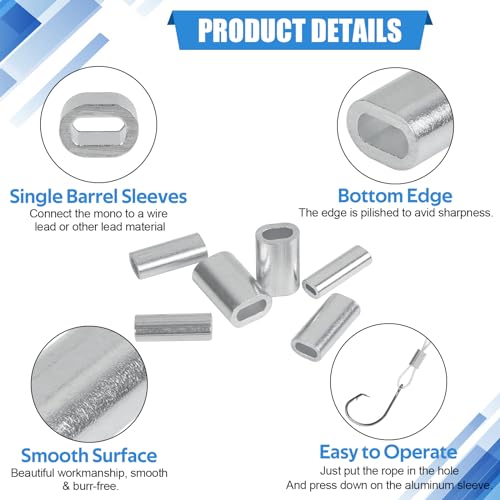 Aluminum Crimp Sleeves - Single Barrel, 1.0mm, 100pcs