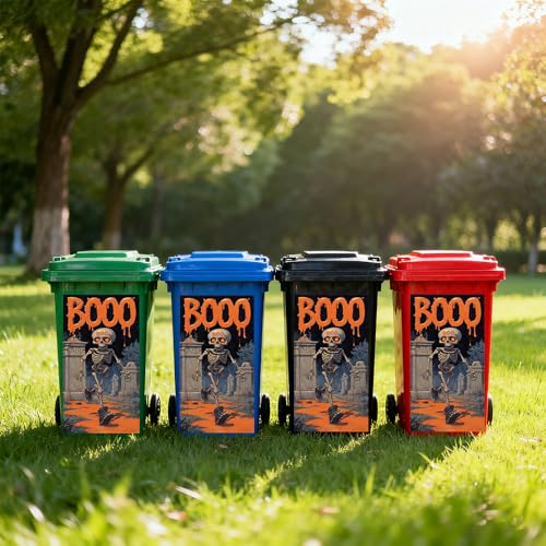 15x32 Inch Trash Can Stickers Ornaments and Christmas Tree with Snow Design Decorative Vinyl Peel and Stick Removable Art Decal for Indoor Outdoor Kitchen Bathroom Office Garbage Bin Wrap Cover