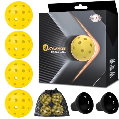Outdoor Pickleball Balls - 40 Holes, USAPA Approved - 4 Pack, Yellow