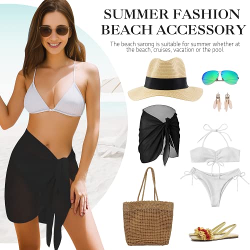 2pcs Chiffon Swim Cover Up for Women - Black & White Large