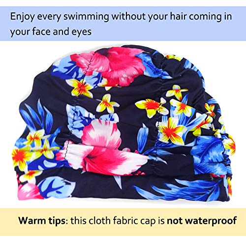 Pleated Swim Cap for Long Hair - Non-Waterproof Bathing Cap