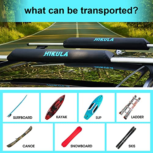 28" Soft Aero Roof Rack Pads with 15' Tie Down Straps for Kayaks